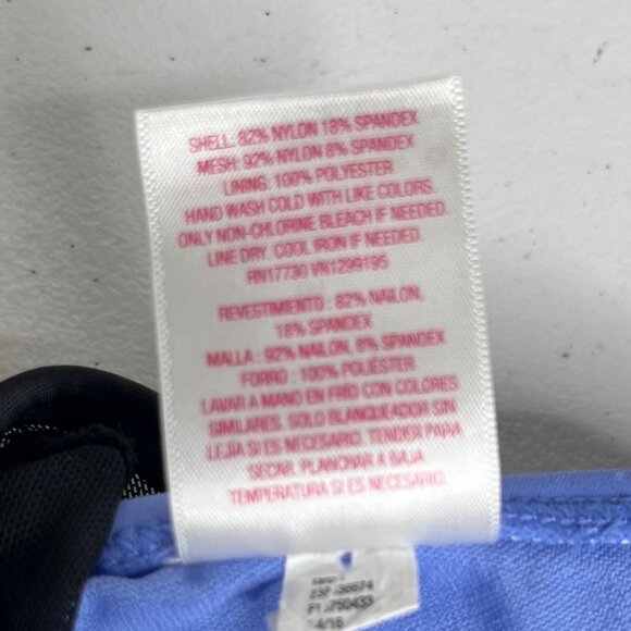 Xhilaration Bathing Swim Suit Top Size Medium Black Blue Bikini Mesh Overlay New - Picture 7 of 9